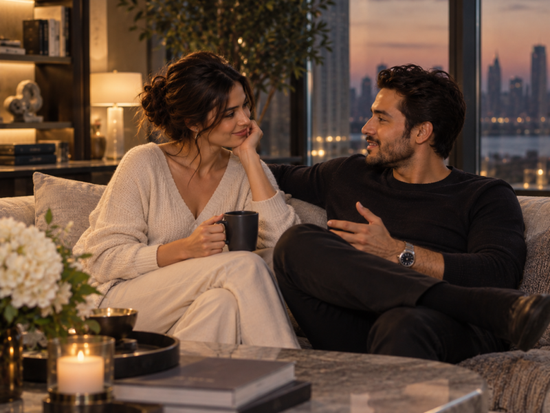 Elegant couple enjoying meaningful companionship together